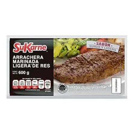 Arrachera de Res Marinada SuKarne 600 Gramos