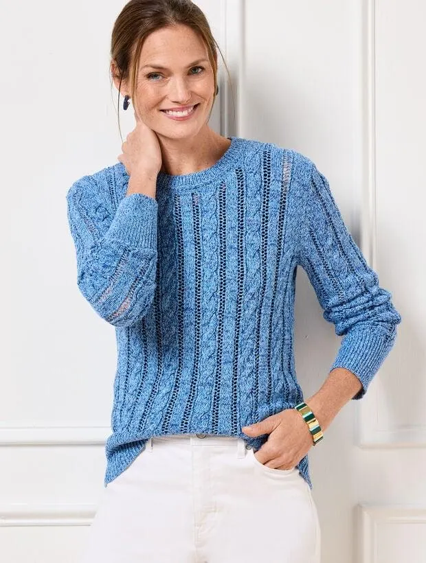 Cable Knit Crewneck Sweater