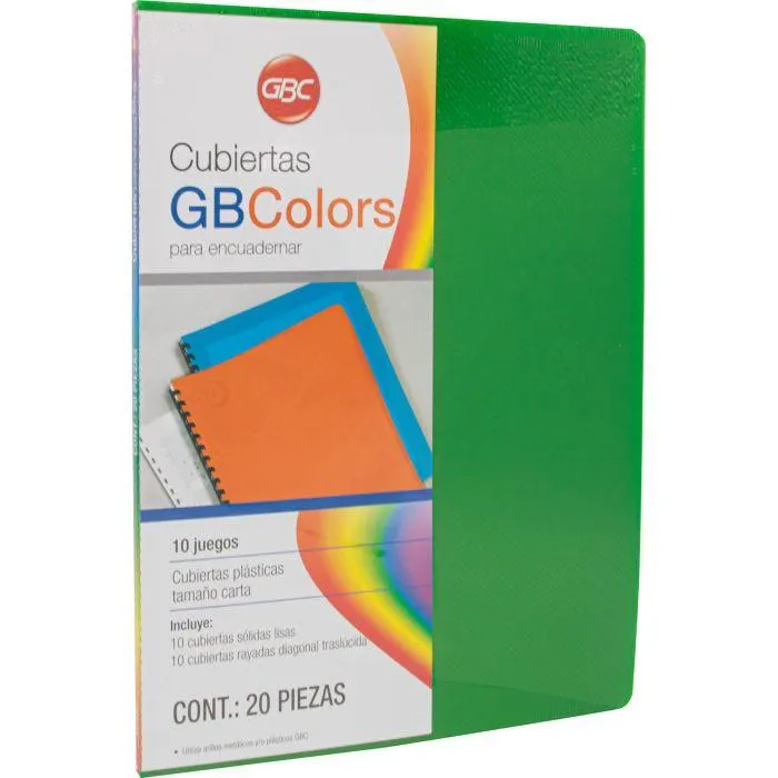 CUBIERTAS GBC GBCOLORS LISA/RAY (10/10) CARTA C/20 PZAS.