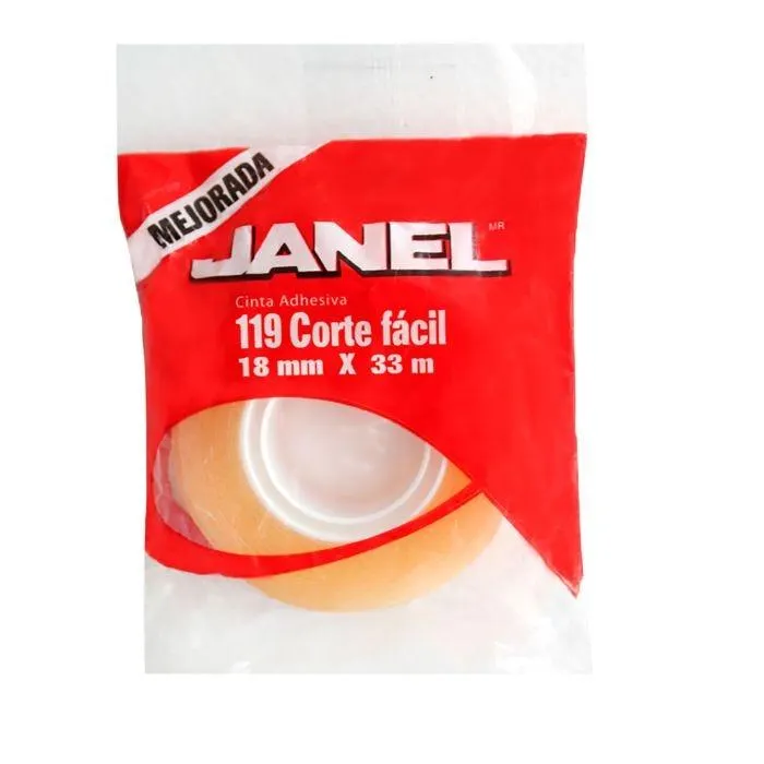 Cinta Adhesiva Janel 119 18 mm x 33 m. Corte Fácil