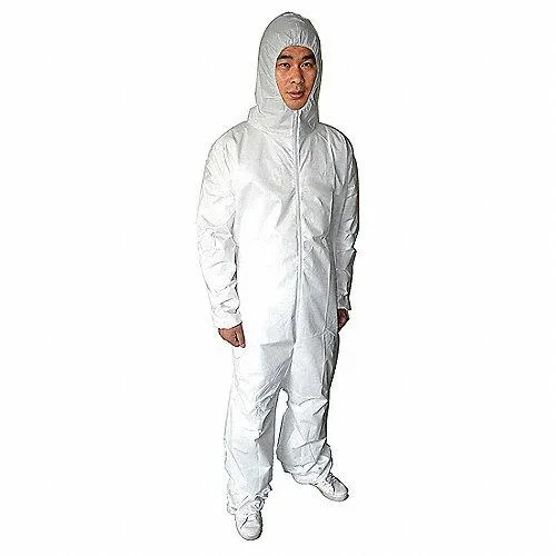 Overol Desechable Película de Polietileno Microporosa Laminada a una Tela No Tejida de Polipropileno Blanco Talla 2XG