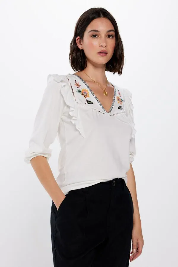 Blusa Bordados Flor