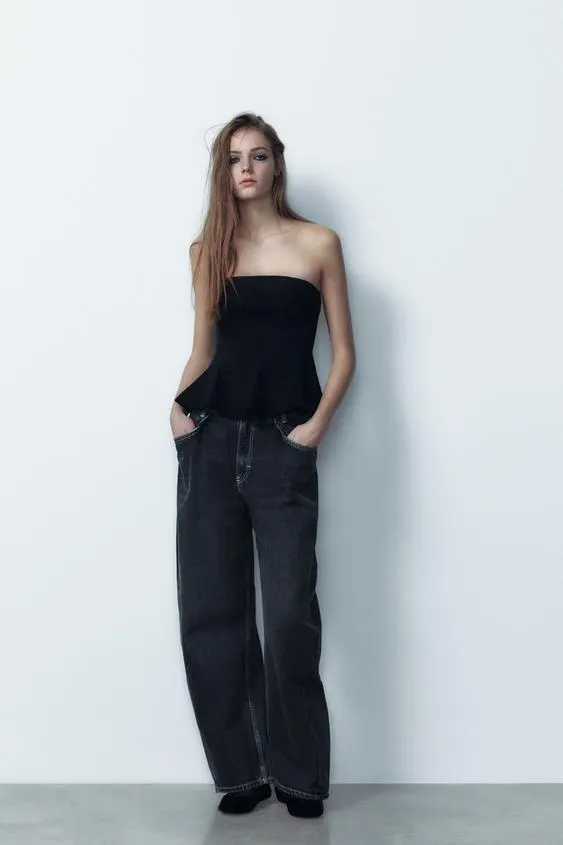 TOP STRAPLESS PEPLUM ANTELINA