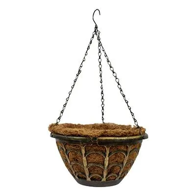 MACETA FIBRA COCO 12" BALI DORADA