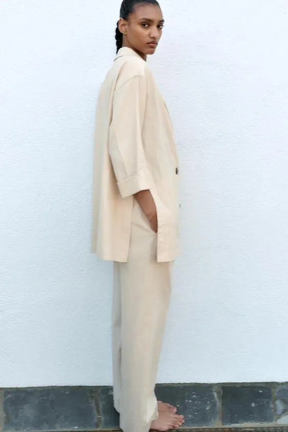 PANTALÓN ANCHO CON LINO