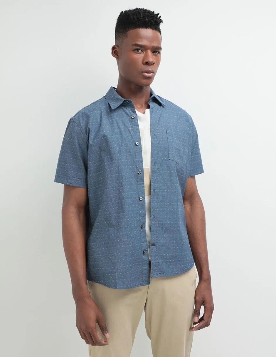 Camisa casual de algodón manga corta para hombre