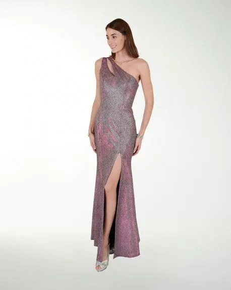 VESTIDO CL BRILLOS CORTE SIRENA DE UN HOMBRO