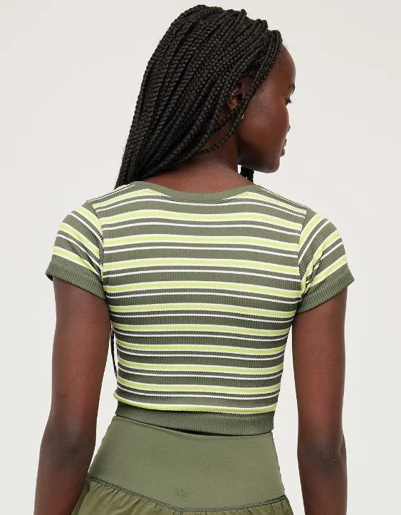 OFFLINE By Aerie T-shirt Seamless en Punto Elástico con Cuello Caído