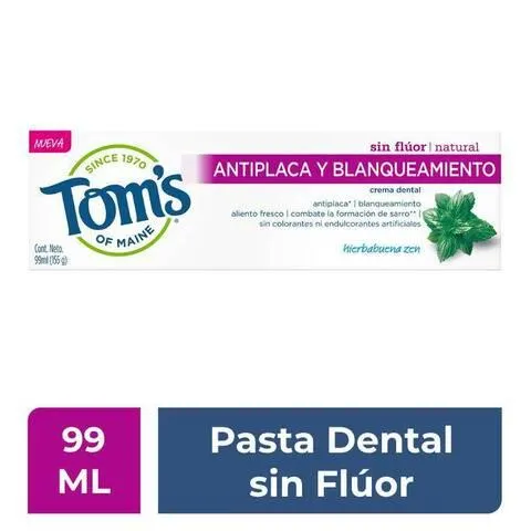 Tom's Pasta Dental Antiplaca y Blanqueamiento Sin Flúor
