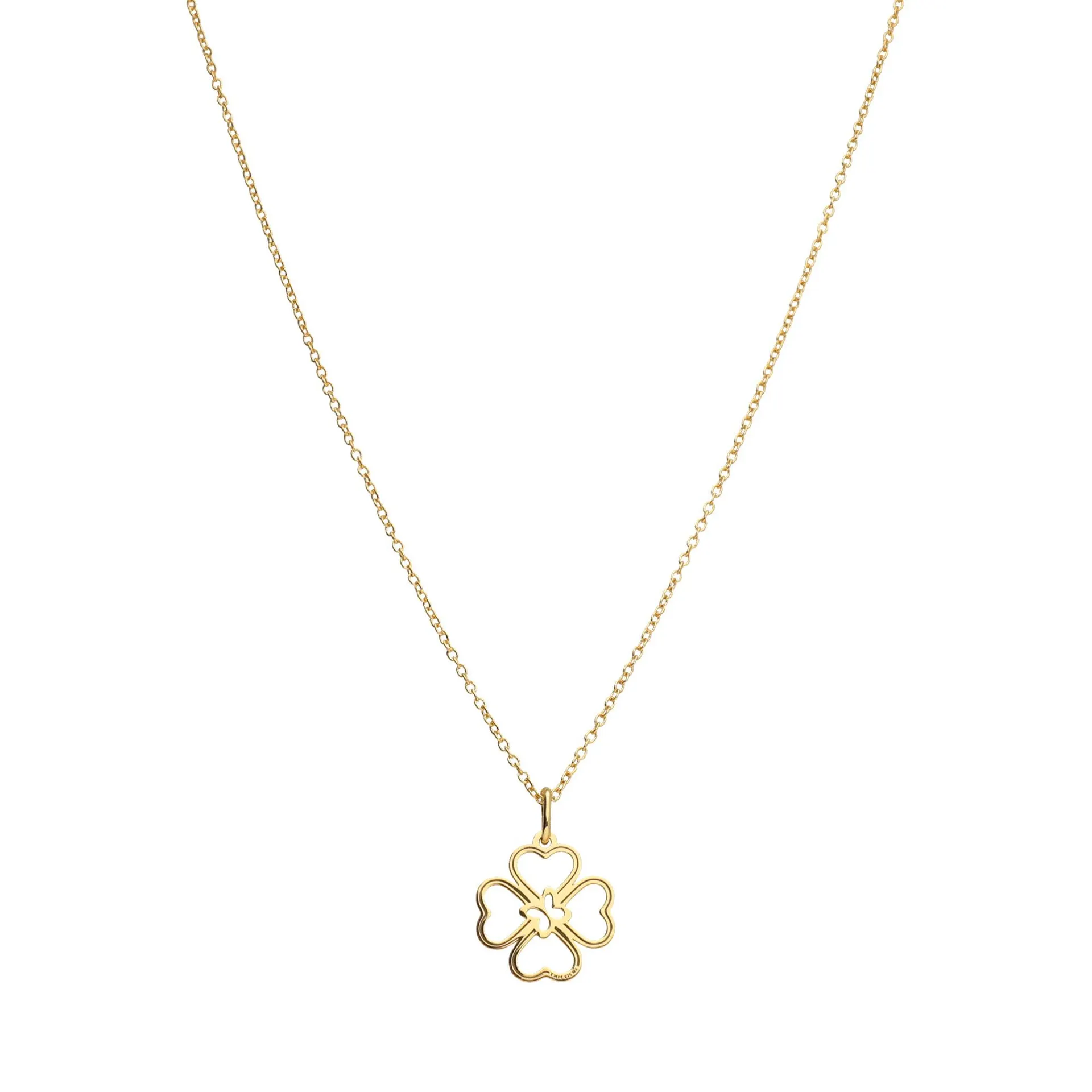 Dije Carisma Suerte Trebol Baño Oro Con Cadena