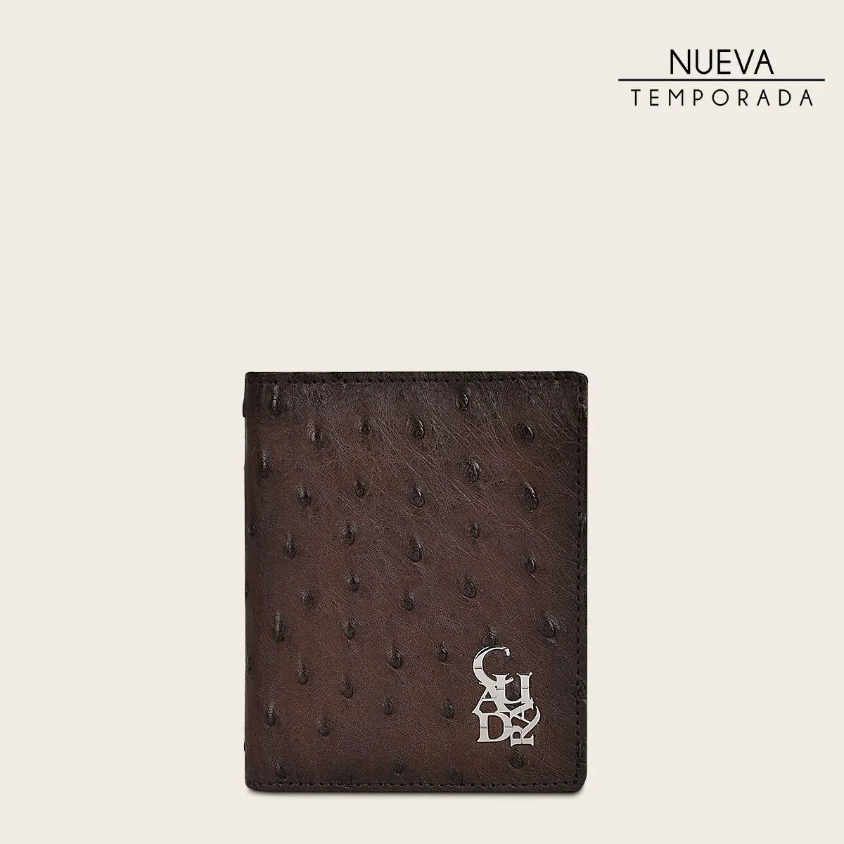 Billetera en piel genuina de avestruz.