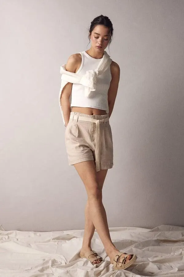 Short lino cinturón