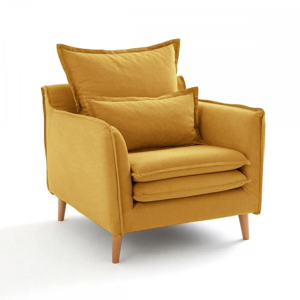 Marquesa - Sillón estilo moderno tela color mostaza