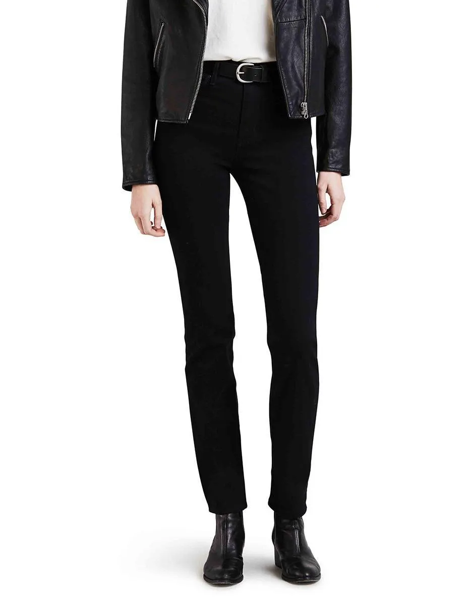 Jeans straight Levi's 724 lavado obscuro corte cintura alta para mujer