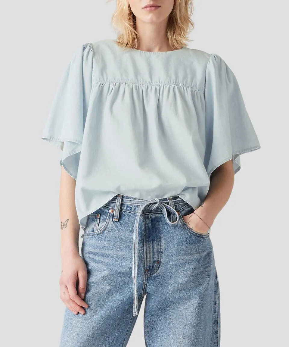 Blusa lisa de manga corta Mujer
