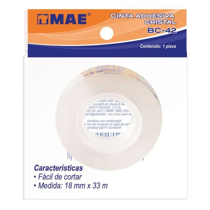 Cinta Adhesiva Cristal MAE 18 mm x 33 m.