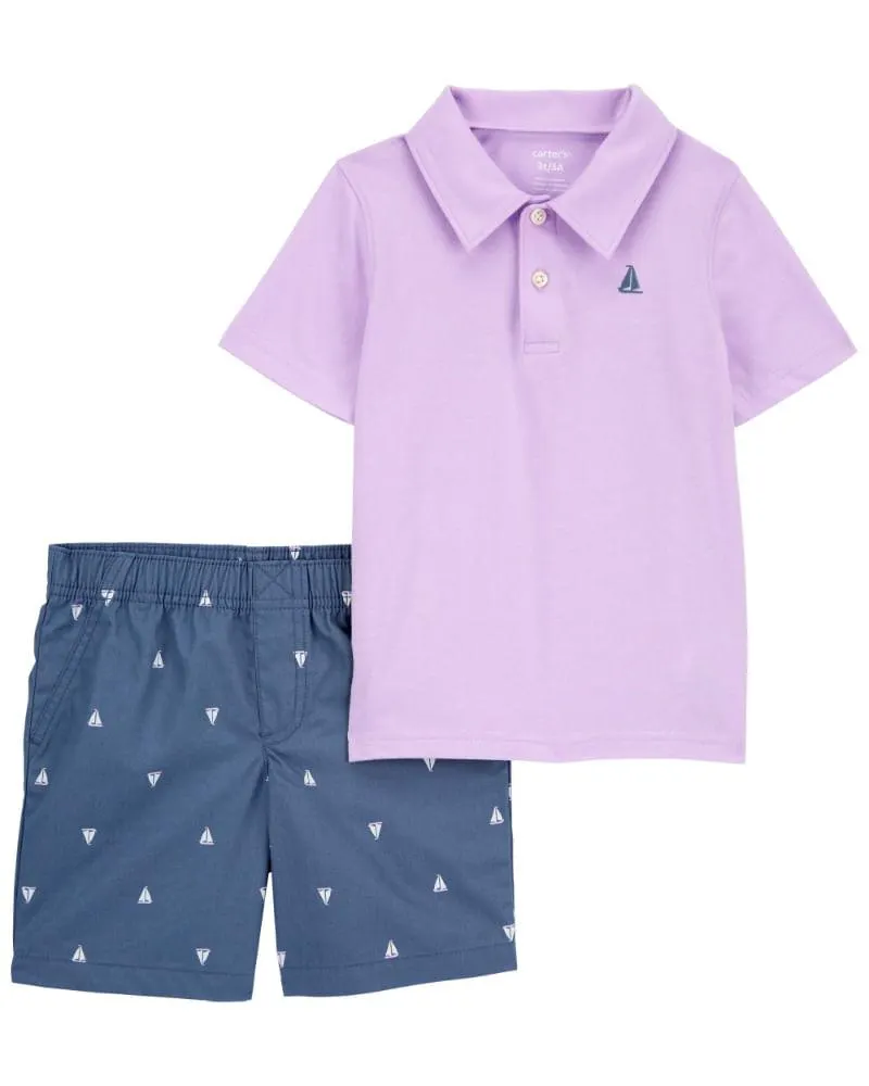 Conjunto De 2 Polos De Jersey Y Pantalón Corto De Velero Carter's