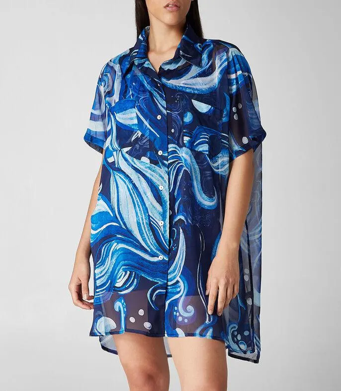 Camisa Estampada Manga Corta Mujer