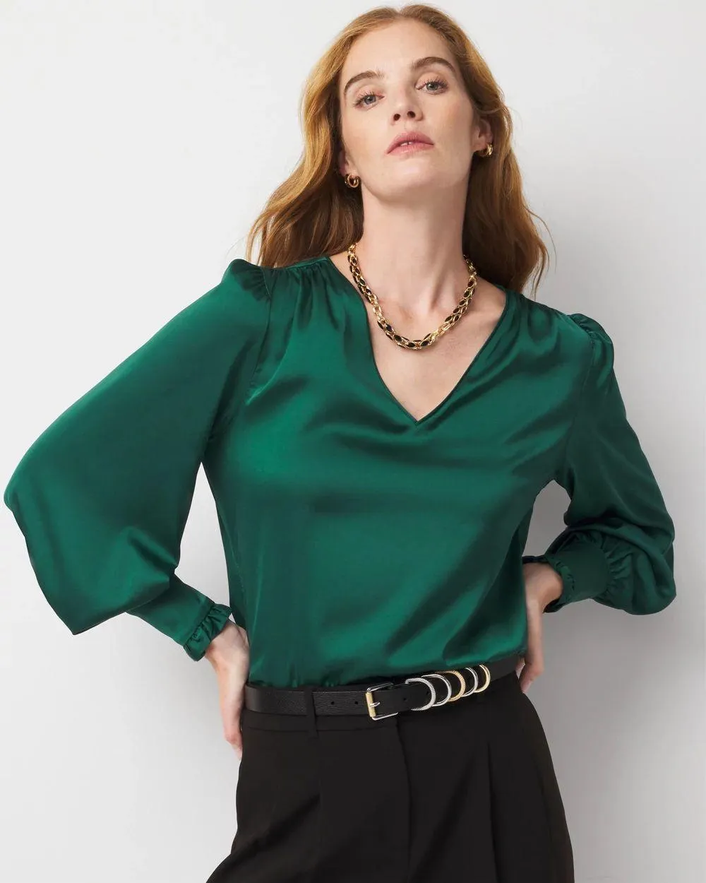 Satin Drama Sleeve Blouse