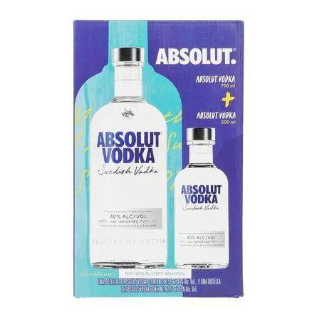 Pack Vodka Absolut Blue 750ml + Absolut Blue 200ml