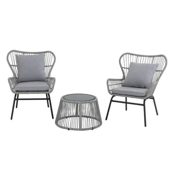 Set Bistro Mainstays 3 Piezas Gris Claro