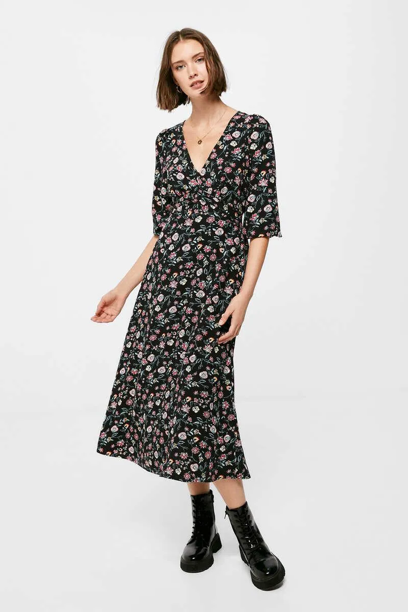 Vestido Midi Estampado Flores