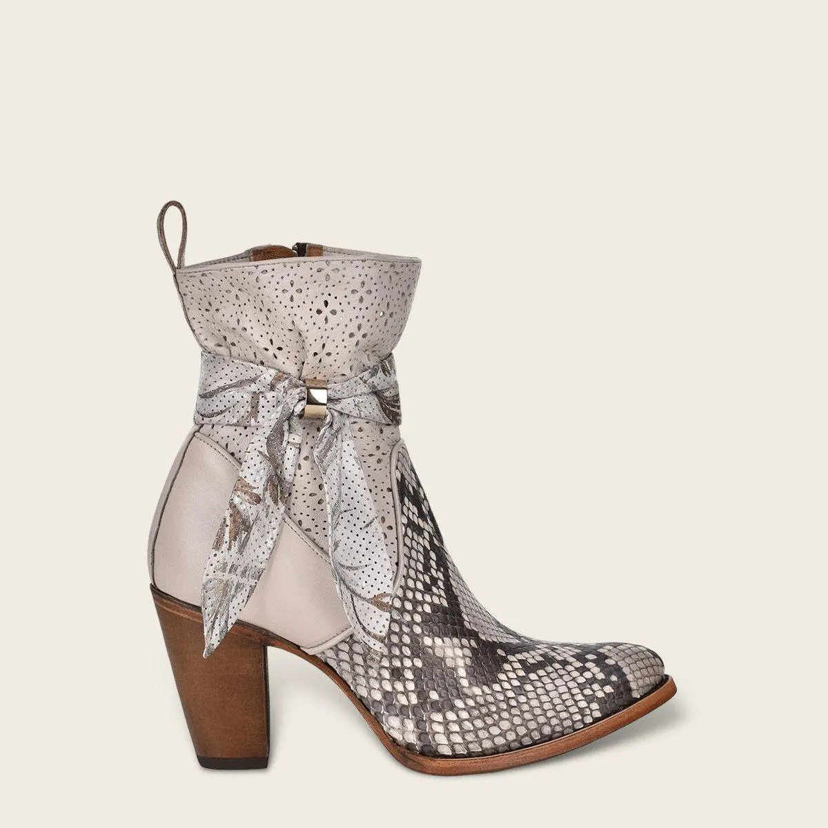 Botín para dama en piel genuina de pitón