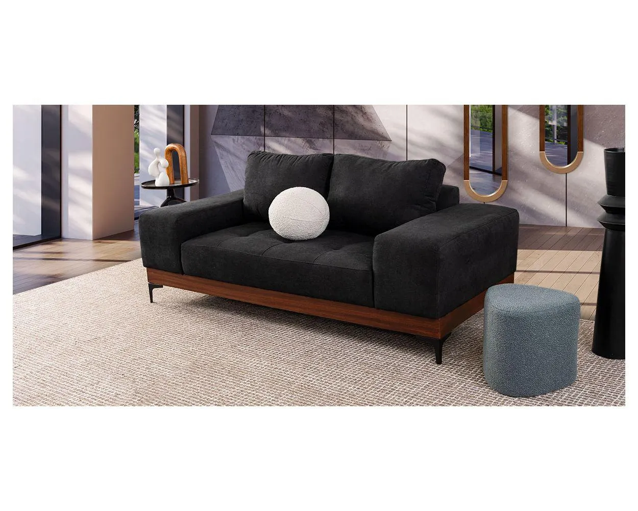 Sofá 2 Plazas Maya Negro