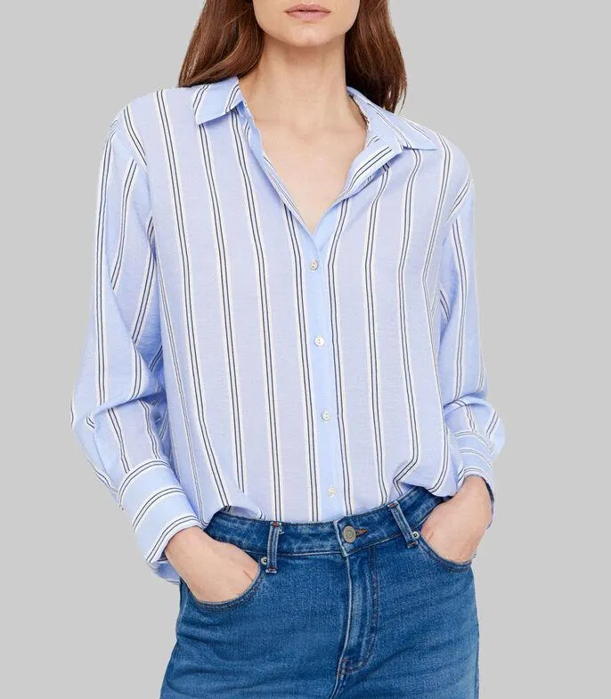 Camisa con rayas manga larga Mujer