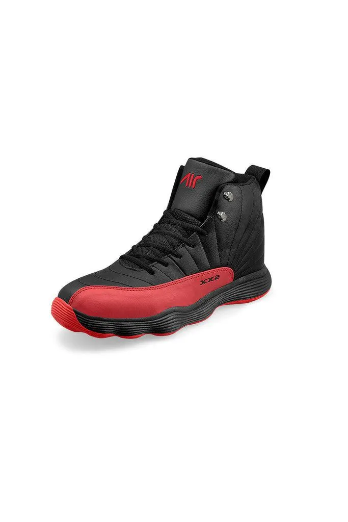 027913 Tenis Bota Caballero Color Negro-Rojo