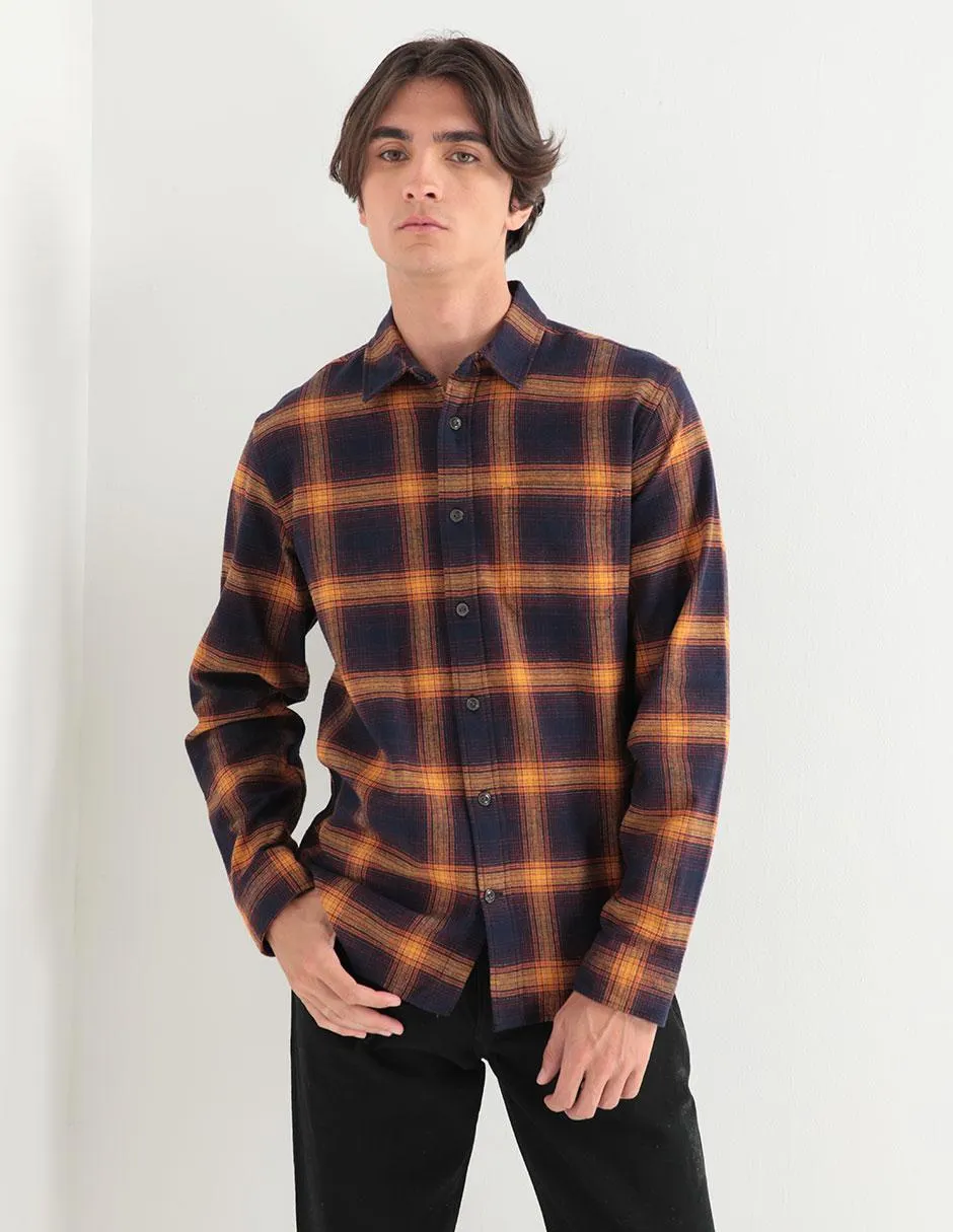 Camisa casual de algodón manga larga para hombre
