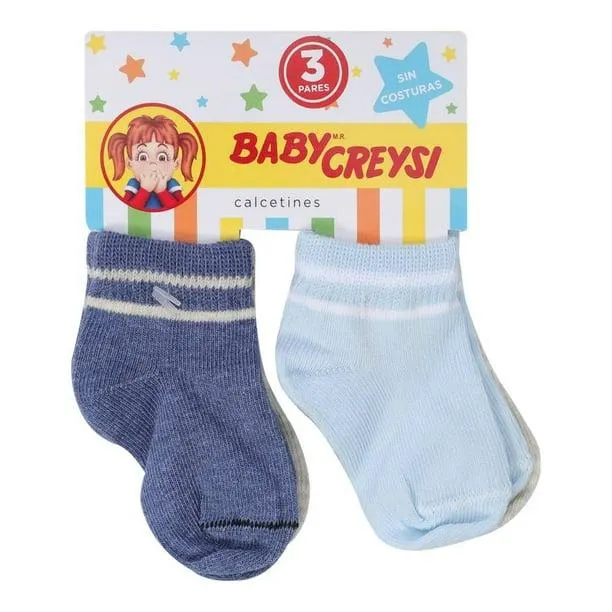 Calcetines Baby Creysi Talla 6-12 Meses Sin Costuras para Bebé 3 Pares