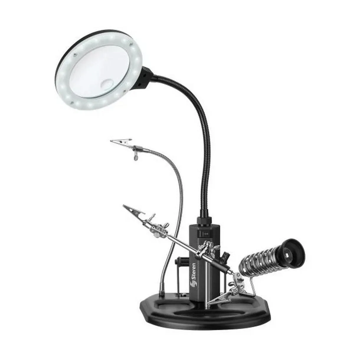 Estación para soldar con lupa y lámpara LED