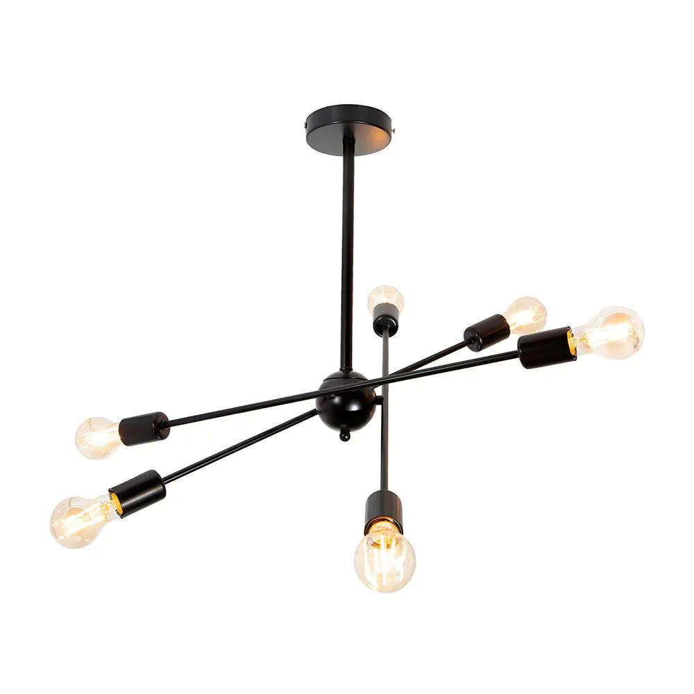Lámpara de Techo Bronce 6 Luces E27 60w mod negro