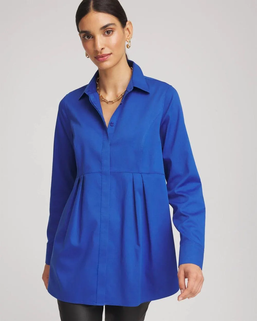No Iron ™ Peplum Pleated Shirt