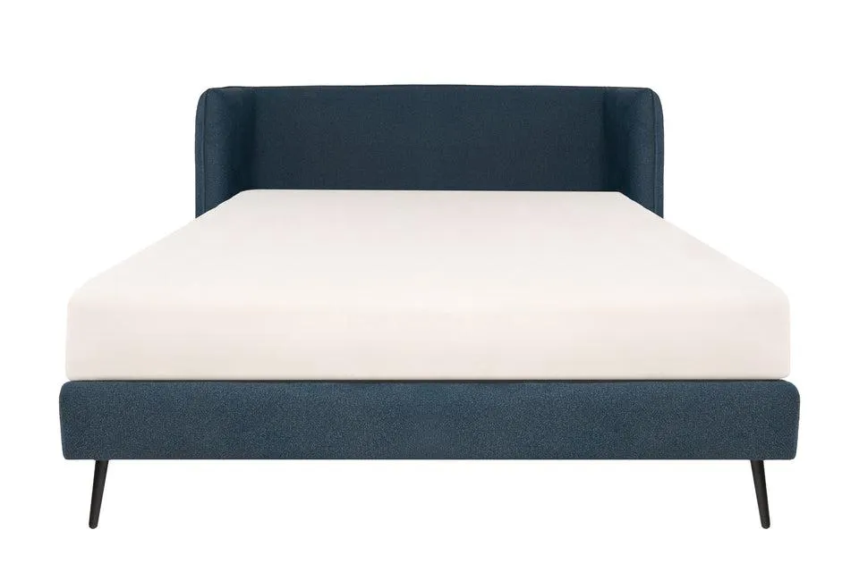 Cama Queen Size Urban - Tela Bouclé Color Azul Oscuro