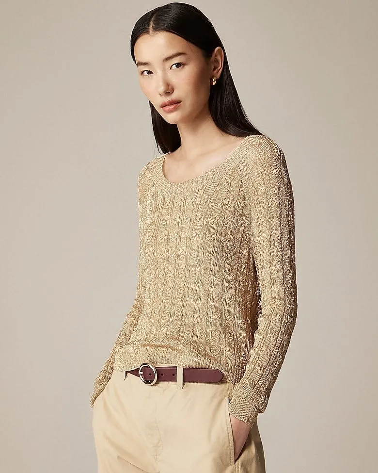 Collection cable-knit sweater with Lurex® metallic threads