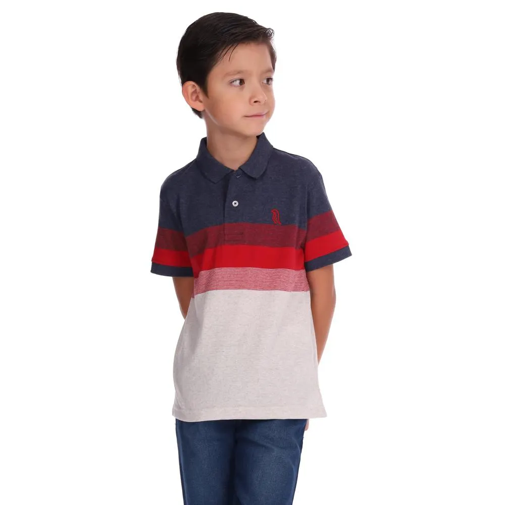 Playera Tipo Polo Hummo Niño Franjas En Pecho