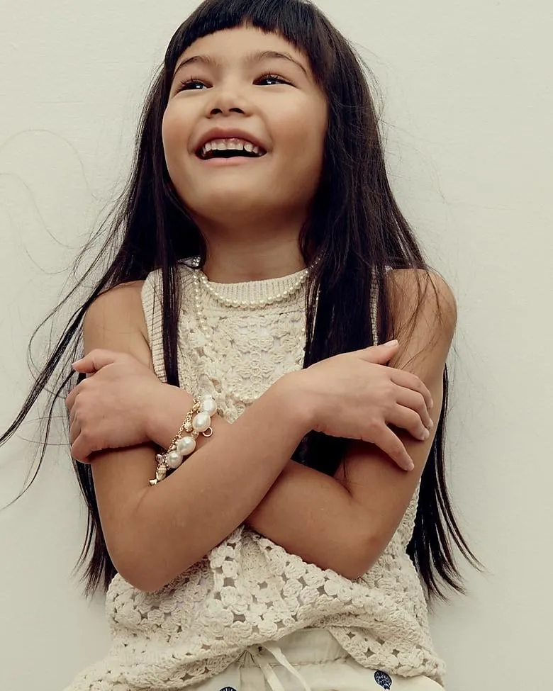 Girls' lace-crochet tank top