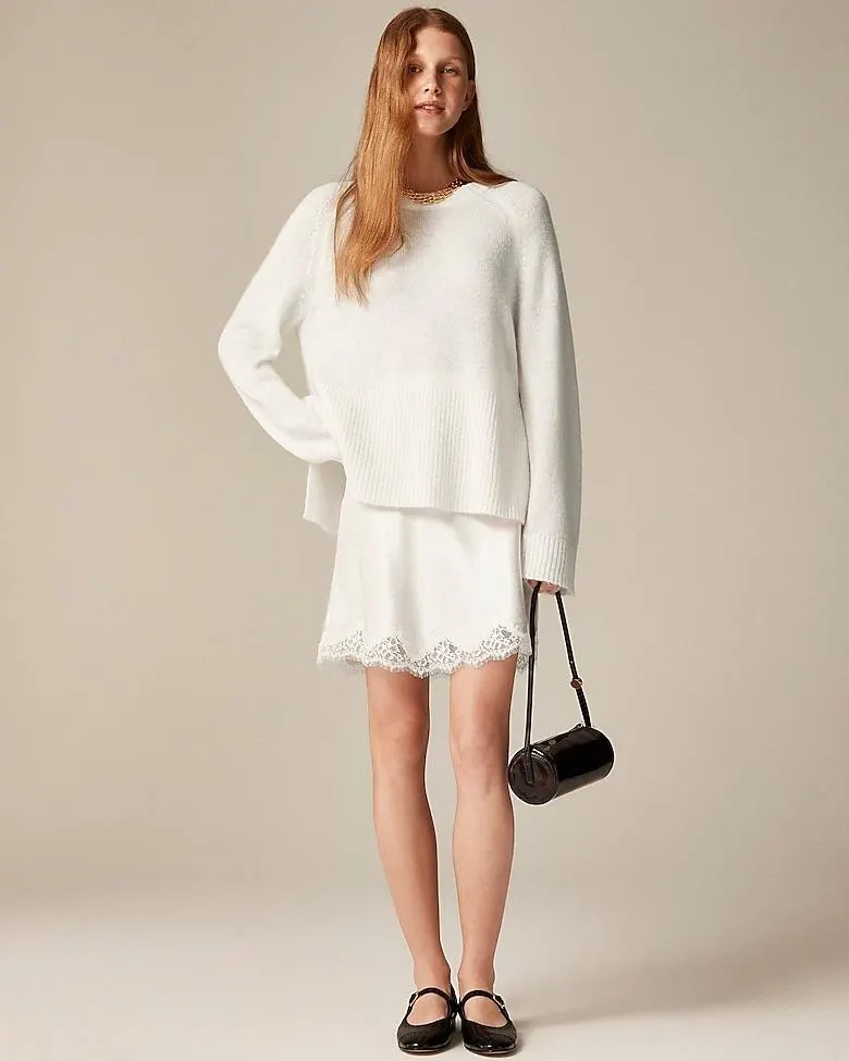 High rib pullover sweater in wool blend