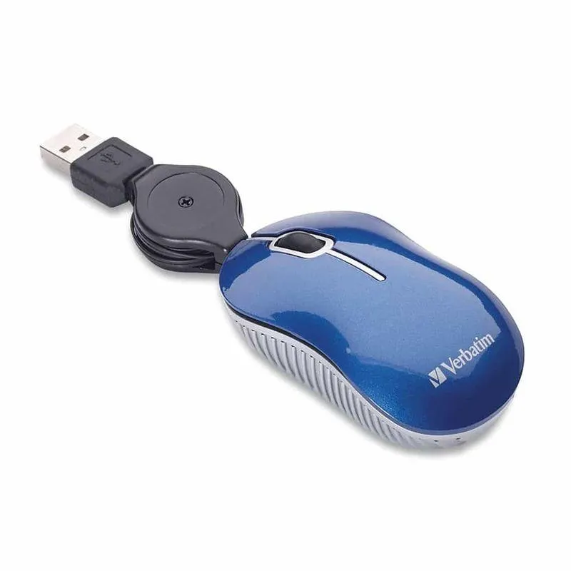 Mouse Óptico Mini Retráctil USB Azul Verbatim VB98616