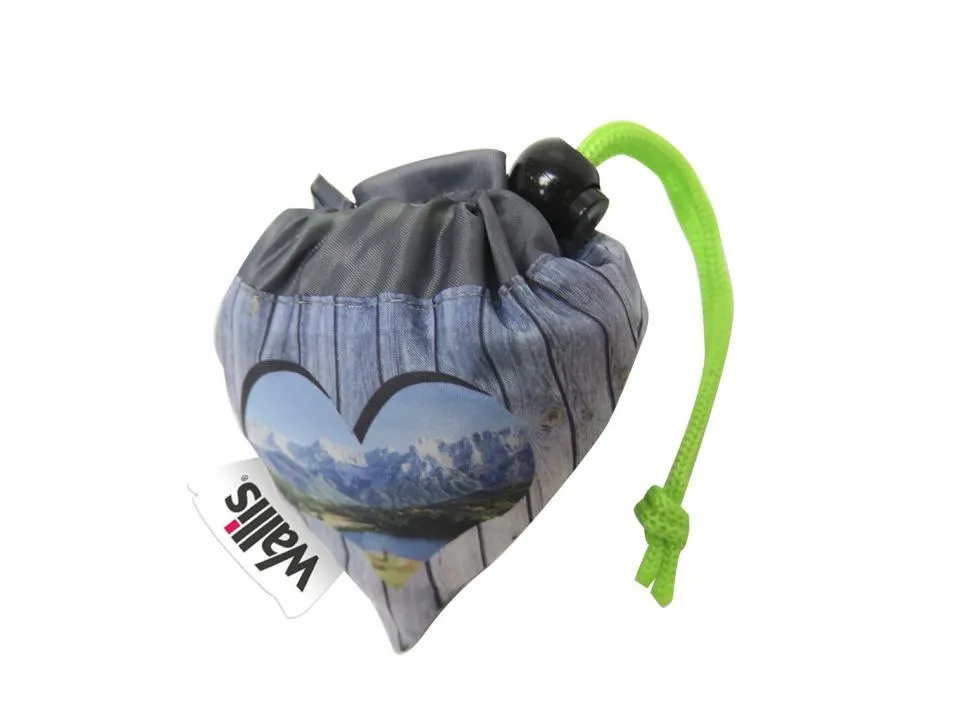 Bolsa ecológica plegable, asas reforzadas, 100% poliéster, gris oxford/estampado paisaje