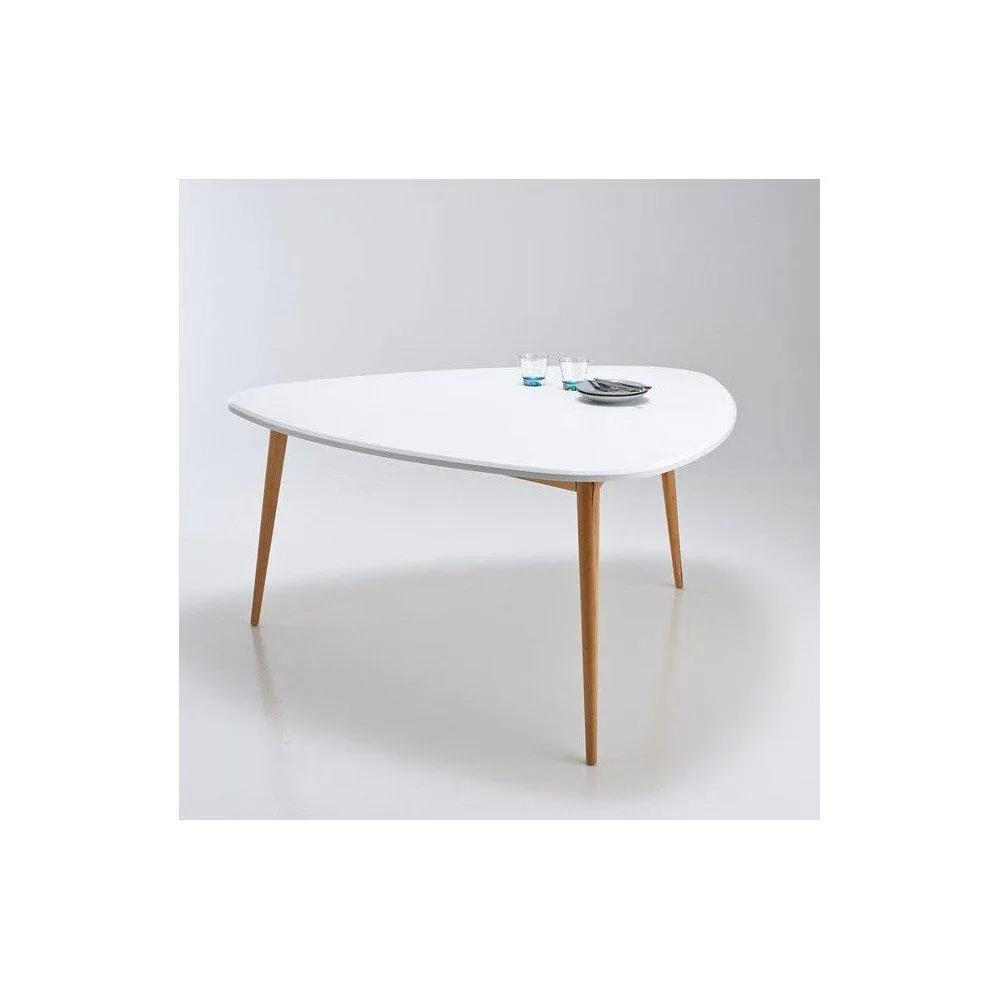 Jimmy [Triangle] - Mesa de comedor triangular estilo retro cubierta blanca 6 personas