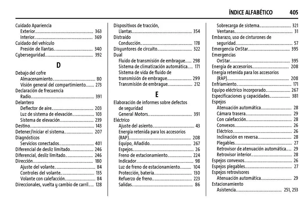 Catálogo de Chevrolet Corvette Stingray Manual del propietario 22 de enero al 31 de diciembre 2025 - Pagina 406