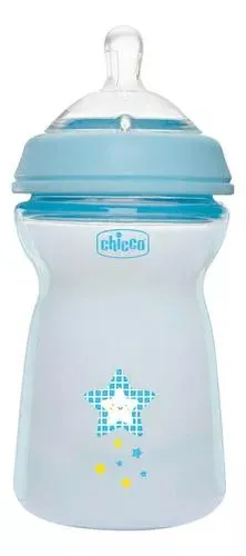 Chicco Biberón Natural Feeling 330 Ml Azul Para Bebés NaturalFeeling