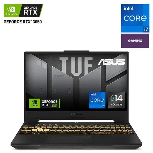 Laptop Gamer Asus TUF F15 NVIDIA GeForce RTX 3050 Intel Core i7 15.6 pulg. 512GB SSD 16GB RAM Negro