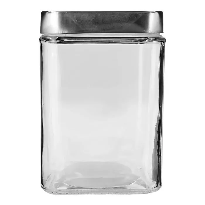 Contenedor cuadrado de vidrio con tapa de aluminio 1.3 L ATA323 Home Sweet Home
