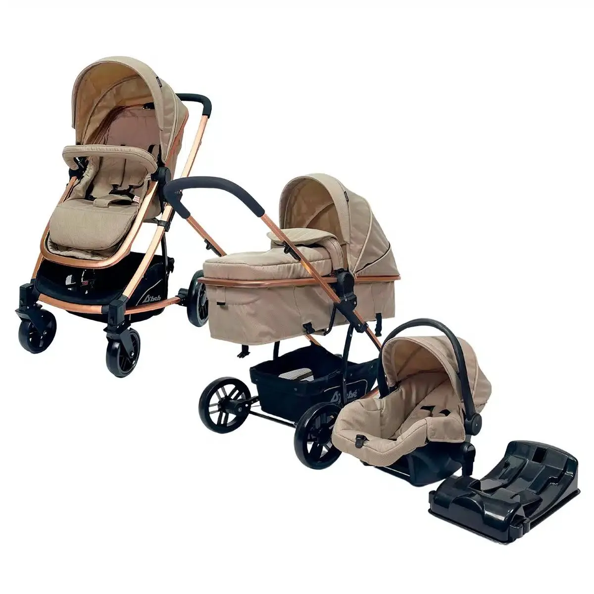 Carriola D´bebé Travel System Crown Beige/ Dorado