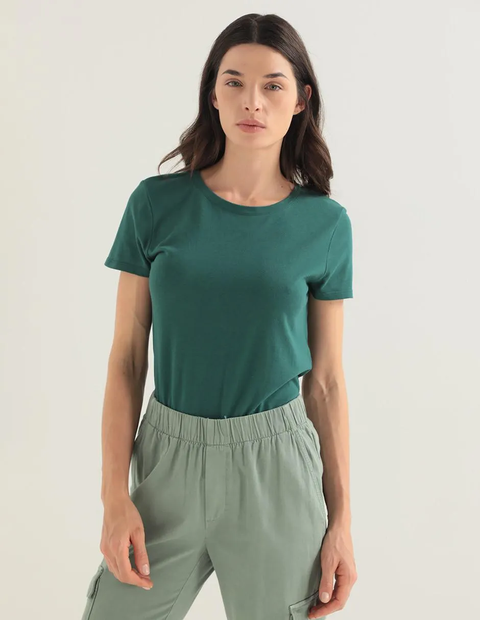 Playera manga corta cuello redondo para mujer