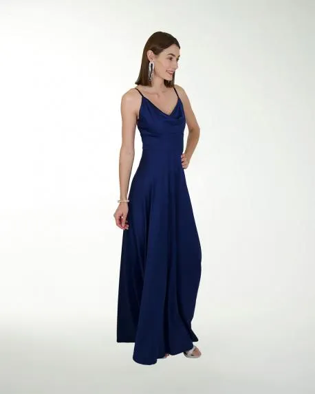 VESTIDO CL LISO ESCOTE DRAPEADO